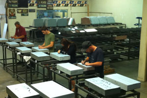Jeff, Matt, Ashley and Kevin - preparing Flats for production